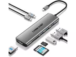 Lemorele Hub USB C 3.0 - 8 en 1 Aluminio Espacial