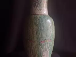 Florero Jarron Art Nouveau De Porcelana Oriental - Imagen 1