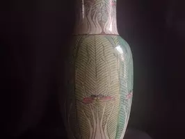 Florero Jarron Art Nouveau De Porcelana Oriental - Imagen 2