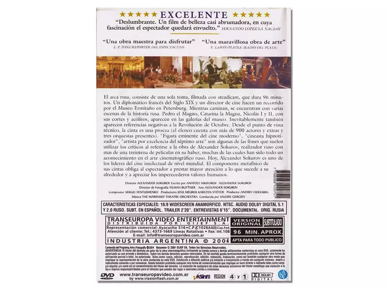 EL ARCA RUSA - Alexander Sokurov - DVD Original - 2
