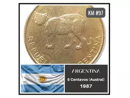 ARGENTINA MONEDA 5 Cent. AUSTRAL 1987 - Fauna PUMA