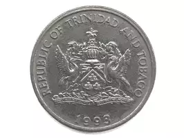 TRINIDAD y TOBAGO Moneda 25 Cents 1993 Flor Nac. - Imagen 3