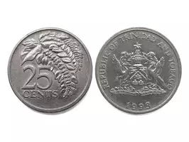 TRINIDAD y TOBAGO Moneda 25 Cents 1993 Flor Nac. - Imagen 4