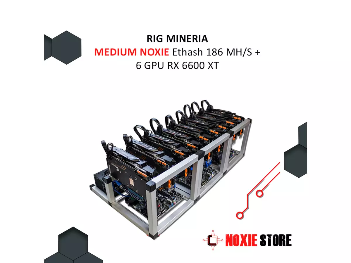 RIG MINERIA ETHASH 186 MH/s + 6 GPU RX 6600 XT - 1