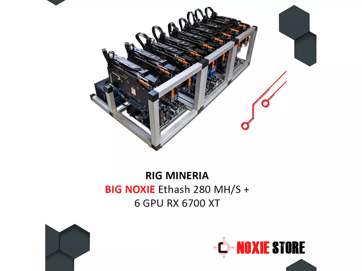 RIG MINERIA ETHASH 280 MH/s + 6 GPU RX 6700 XT - 1